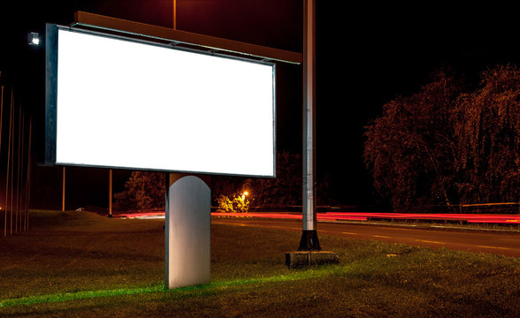 Billboard On Highway By Night