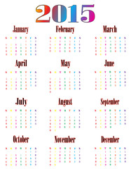 colorful calendar for 2015