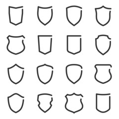 Set of different shield outline icons