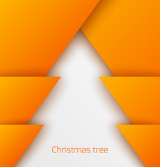 Orange abstract christmas tree paper applique