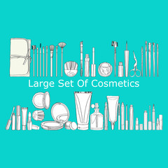 large set of cosmetics