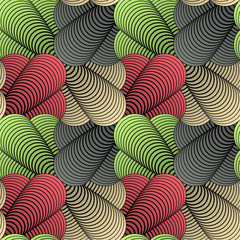 Abstract Geometric Stylized Conic Petals Vector Seamless Pattern