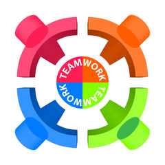 Obraz premium Team Work, Friendship, Partnership Concept, Vector Illustration