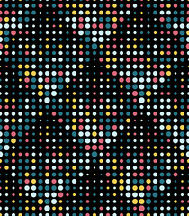 Halftone Rhombus Tiles, Retro Colors, Vector Seamless Pattern