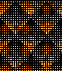 Halftone Rhombus Tiles, Gold Colors, Vector Seamless Pattern