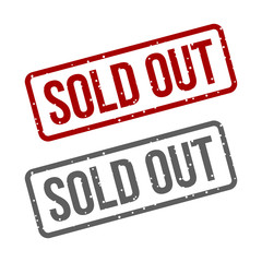 Sold out grunge rubber stamp on white, vector