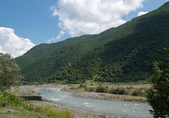 Fototapeta na wymiar Mountain river in Georgia