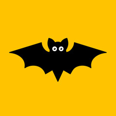 Cartoon Bat on Orange Background. Vector