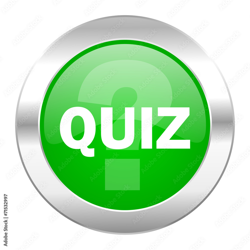 Poster quiz green circle chrome web icon isolated