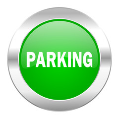 parking green circle chrome web icon isolated