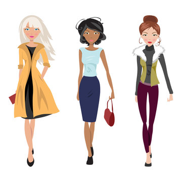 illustration fashionable girls