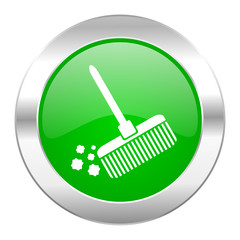 broom green circle chrome web icon isolated