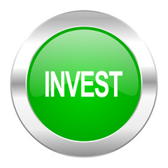 invest green circle chrome web icon isolated