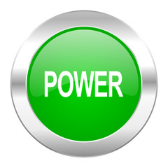 power green circle chrome web icon isolated