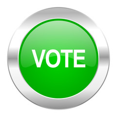 vote green circle chrome web icon isolated