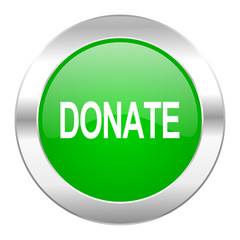 donate green circle chrome web icon isolated