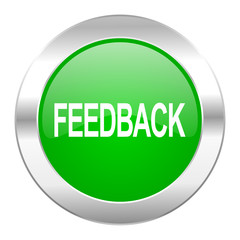 feedback green circle chrome web icon isolated