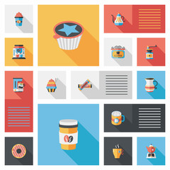 coffee flat ui background set, eps10