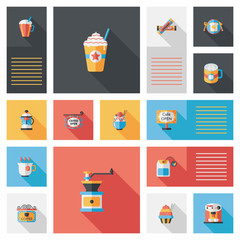 coffee flat ui background set, eps10