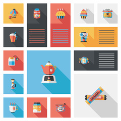 coffee flat ui background set, eps10