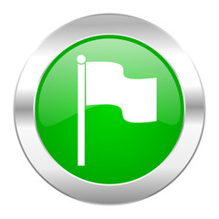 flag green circle chrome web icon isolated