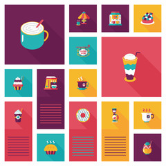 coffee flat ui background set, eps10
