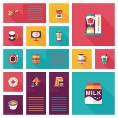 coffee flat ui background set, eps10