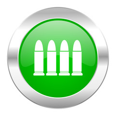 ammunition green circle chrome web icon isolated