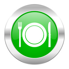 restaurant green circle chrome web icon isolated