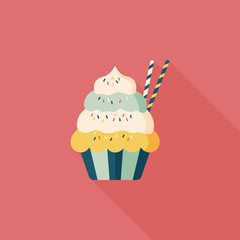 cupcake flat icon with long shadow,eps10