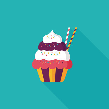 Cupcake Flat Icon With Long Shadow,eps10