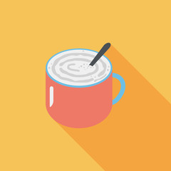 coffee latte art flat icon with long shadow,eps10