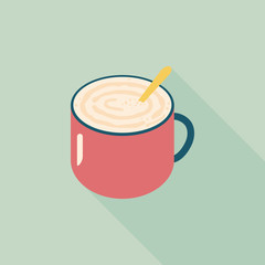 coffee latte art flat icon with long shadow,eps10
