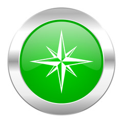 compass green circle chrome web icon isolated