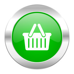 cart green circle chrome web icon isolated