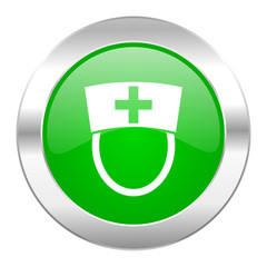 nurse green circle chrome web icon isolated