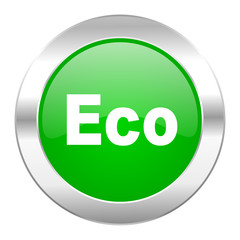 eco green circle chrome web icon isolated