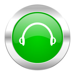 headphones green circle chrome web icon isolated