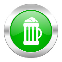 beer green circle chrome web icon isolated