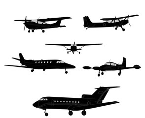 airplane silhouettes - vector - obrazy, fototapety, plakaty