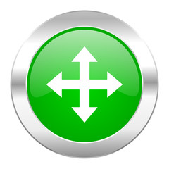 arrow green circle chrome web icon isolated
