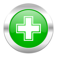 Obraz premium pharmacy green circle chrome web icon isolated