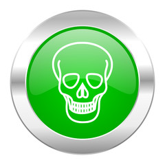 skull green circle chrome web icon isolated
