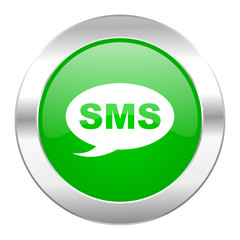 sms green circle chrome web icon isolated