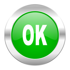 ok green circle chrome web icon isolated