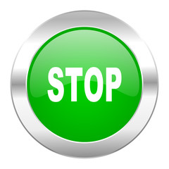 stop green circle chrome web icon isolated