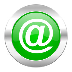 email green circle chrome web icon isolated