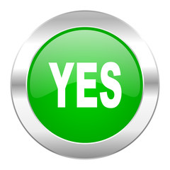 yes green circle chrome web icon isolated