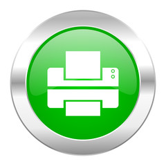 printer green circle chrome web icon isolated
