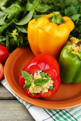 Composition with prepared stuffed peppers
